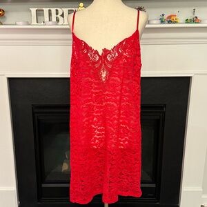 Vintage Solange Satin Red Lace Slip – Size 14/16 (Made in USA)